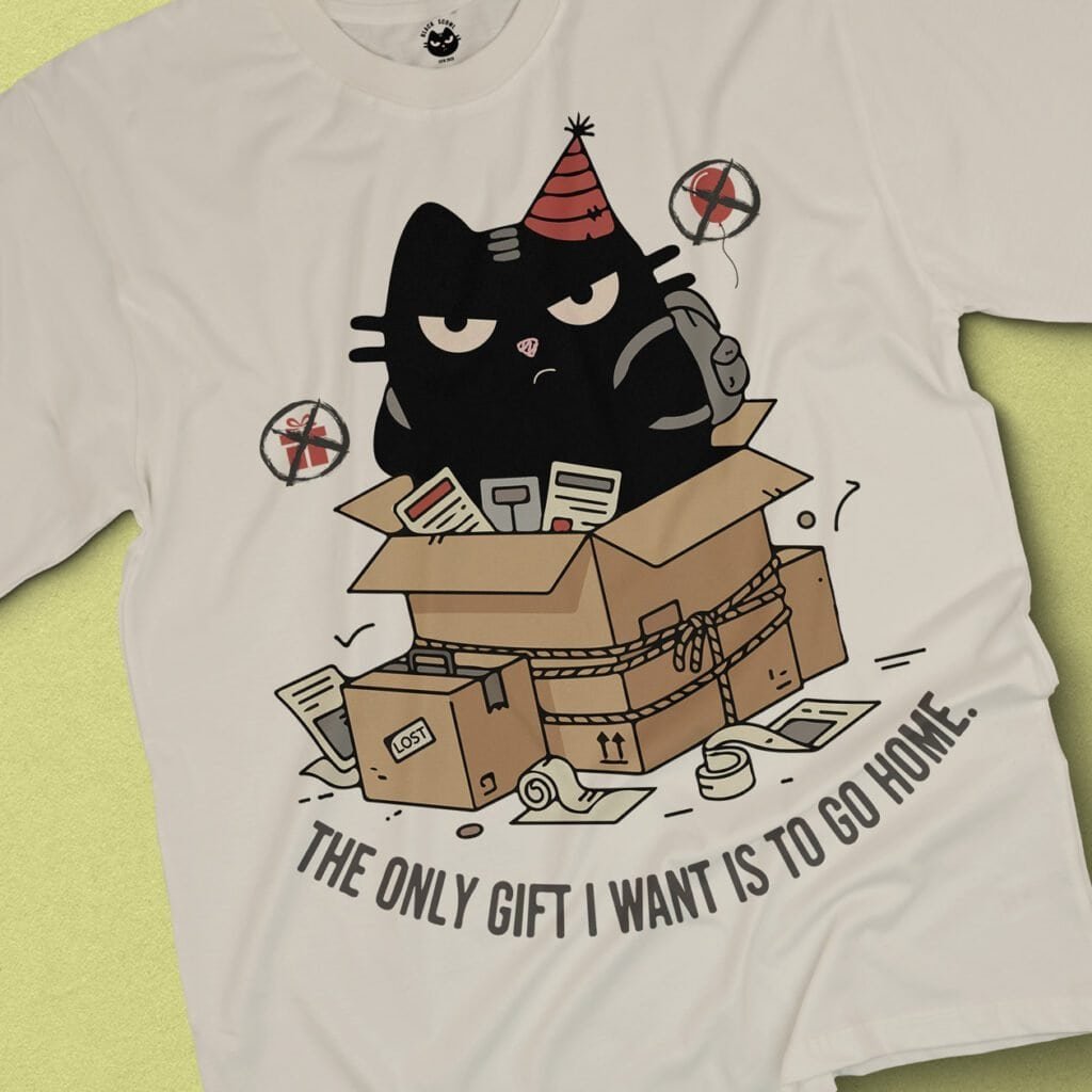blackscowl t-shirt with text only gift I want is to go home
