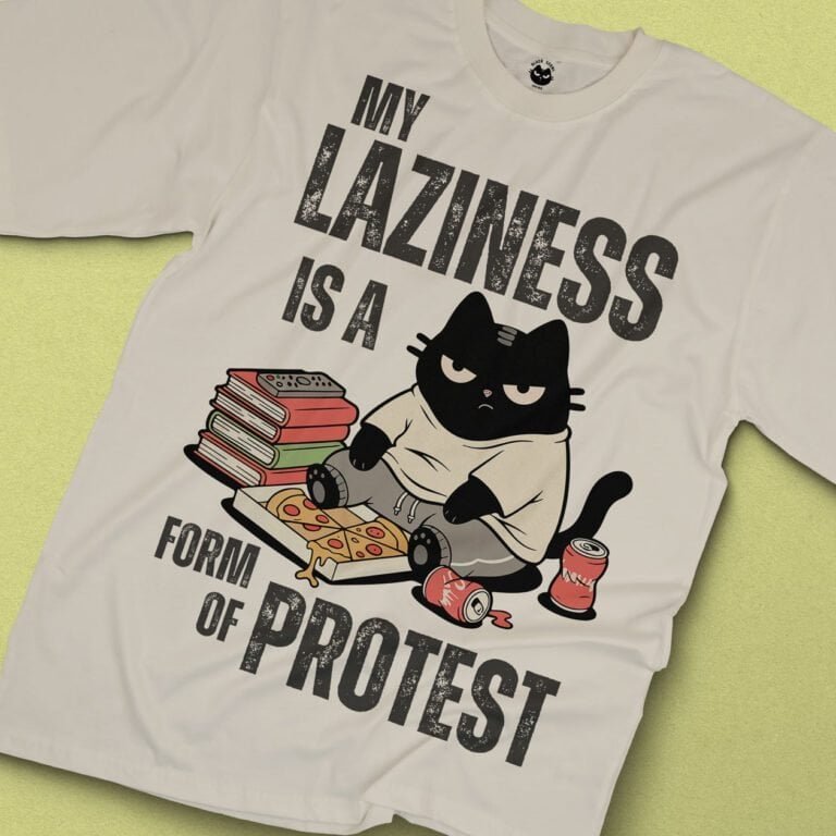 blackscowl t-shirt with text my laziness is a form of protest