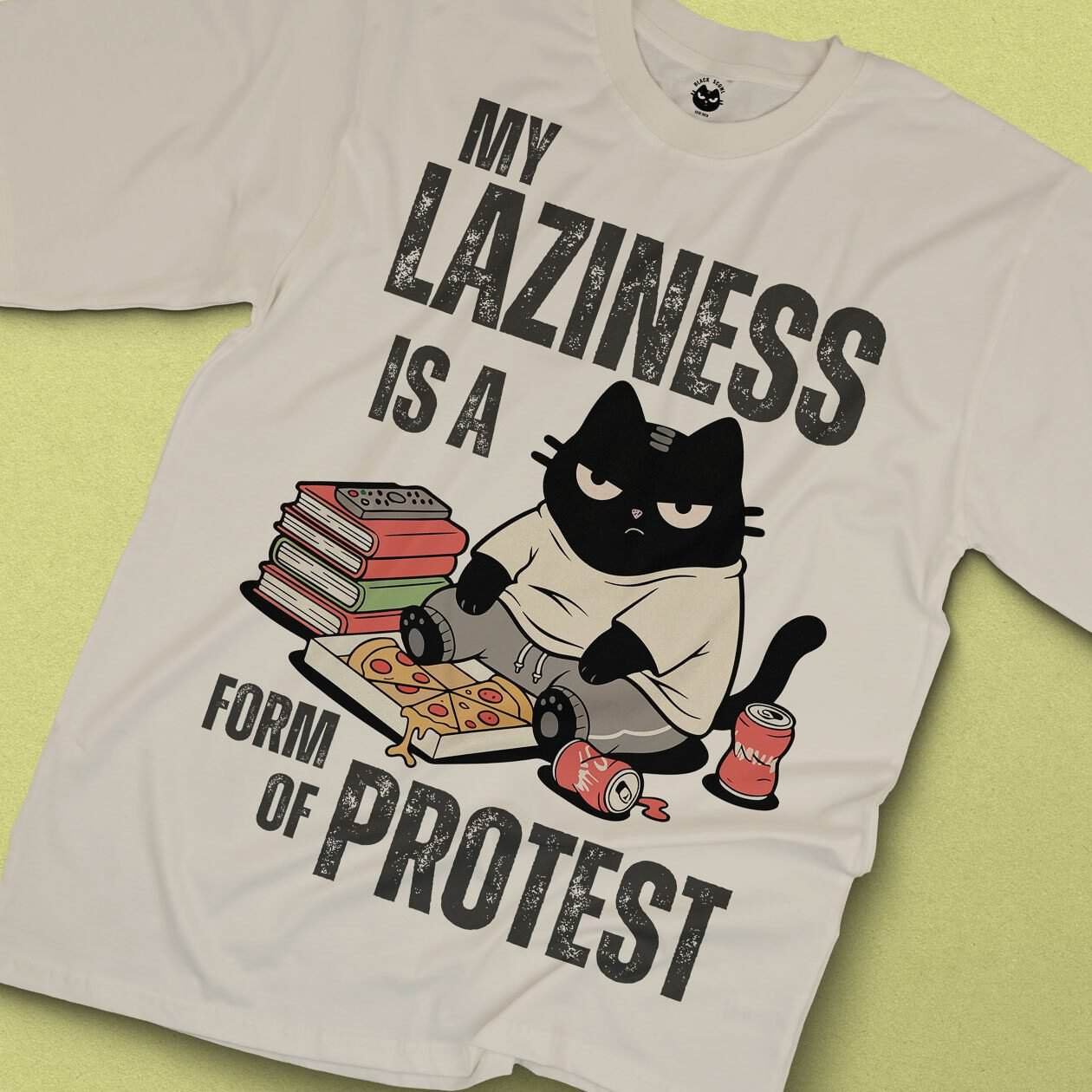 blackscowl t-shirt with text my laziness is a form of protest