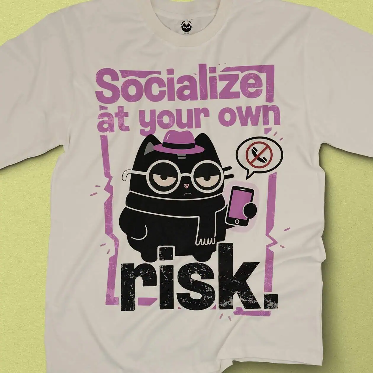 blackscowl t-shirt with text socialize at your own risk