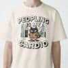 black-scowl-peopling-cardio-beige-shirt-zoom Anti-Social Black Scowl Cat T-Shirt: "Peopling Is My Cardio"