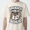 blackscowl-unisex-tee-email-soul-cat-beige-male-front 'Emails Own My Soul' Unisex T-Shirt | Sarcastic WFH Email Humor Tee