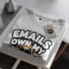 blackscowl-unisex-tee-email-soul-cat-folded-tag-detail 'Emails Own My Soul' Unisex T-Shirt | Sarcastic WFH Email Humor Tee
