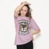 blackscowl-unisex-tee-email-soul-cat-lila-model-1 Sarcastic WFH Cat T-Shirt - "Emails Own My Soul" in Purple/Lila