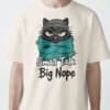 blackscowl-unisex-tee-small-talk-nope-cat-beige-male-front Front view of "Small Talk, Big Nope" tee in Beige/Vintage White