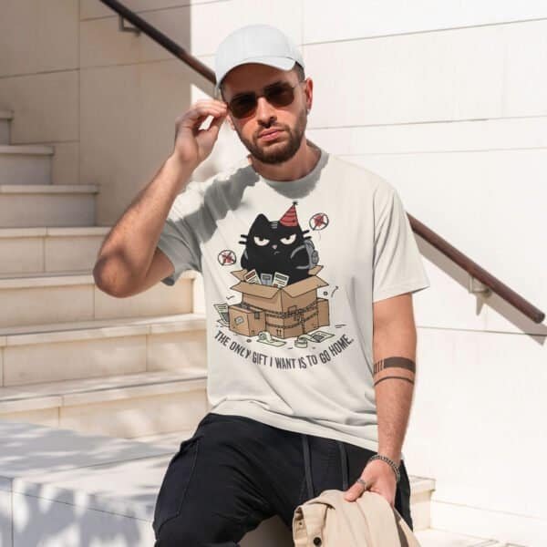 man-anti-social-gift-shirt-white-introvert The Only Gift I Want Is To Go Home T-Shirt | Black Scowl Introvert Tee