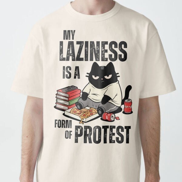 man-laziness-is-a-protest-white-tshirt-slacker My Laziness Is a Form of Protest T-Shirt | Black Scowl Anti-Hustle Tee