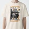 sarcastic-coffee-cat-design-zoom-shot Detailed shot of the Black Scowl cat design on the Vintage White tee, perfect for WFH humor.