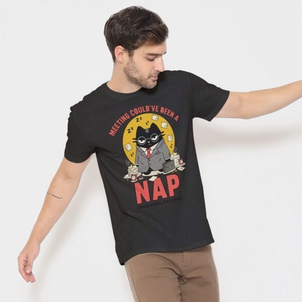 tshirt-meeting-nap-cat-black-heather-swatch Unisex "Meeting Could've Been a Nap" T-Shirt in Black Heather color