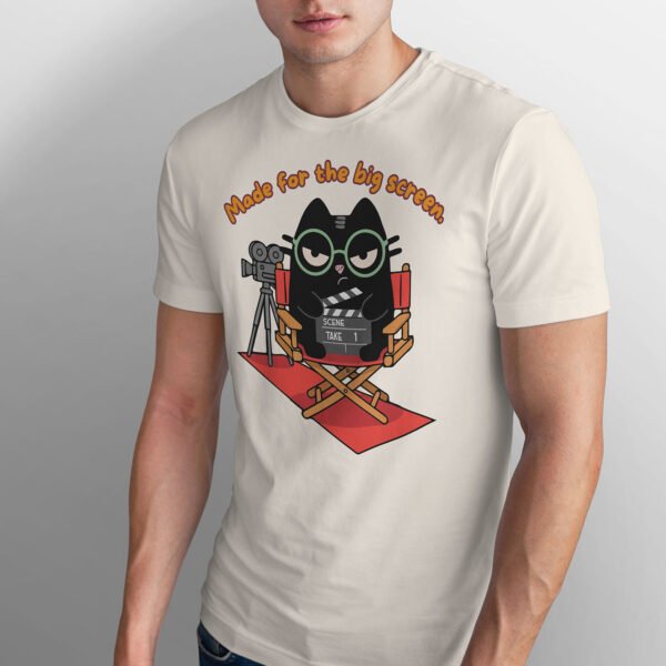 Vintage White off-white t-shirt with sarcastic Made for the Big Screen print, retro aesthetic gift for actors.