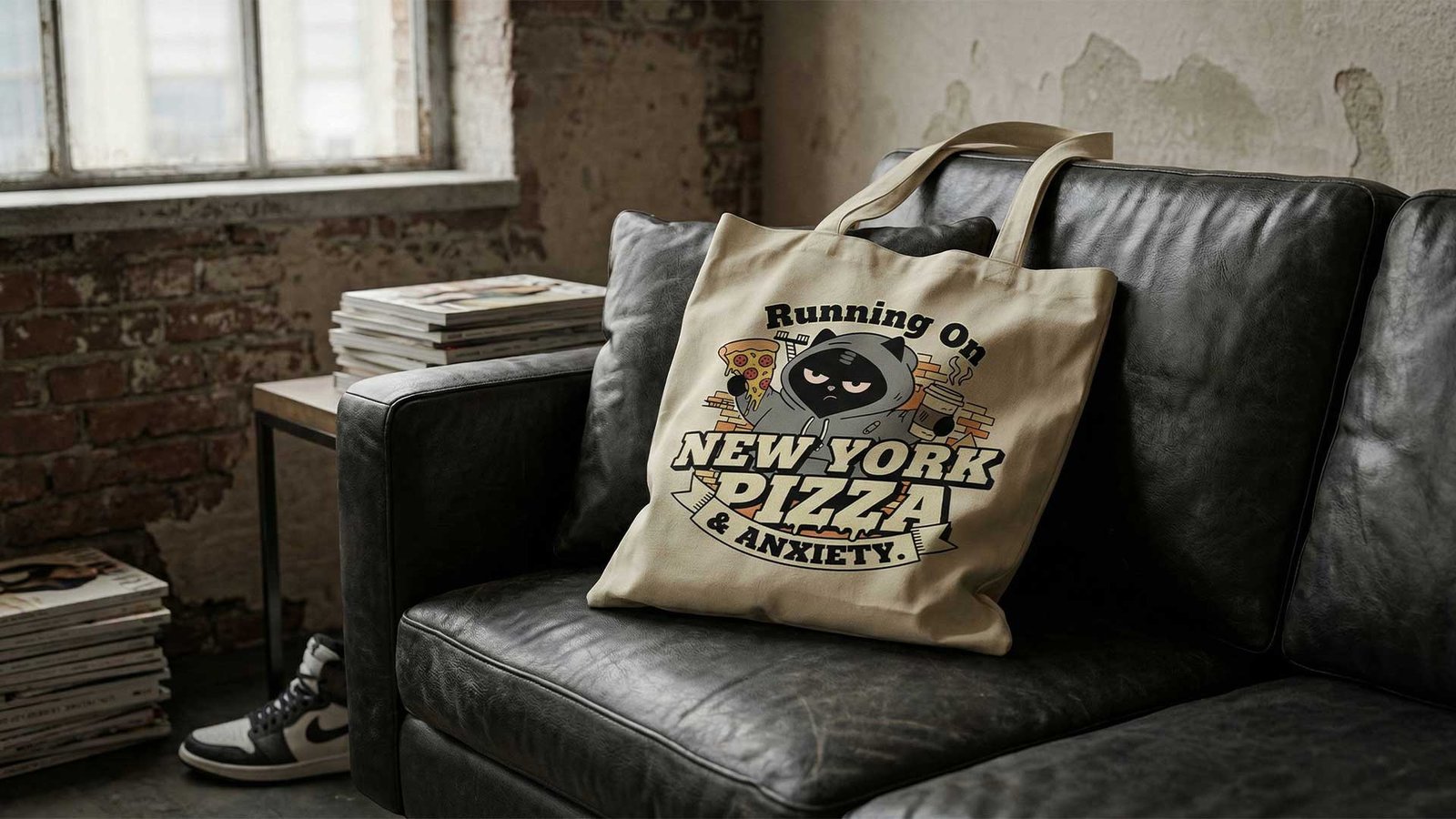 blackscowl tote bag model with funny design