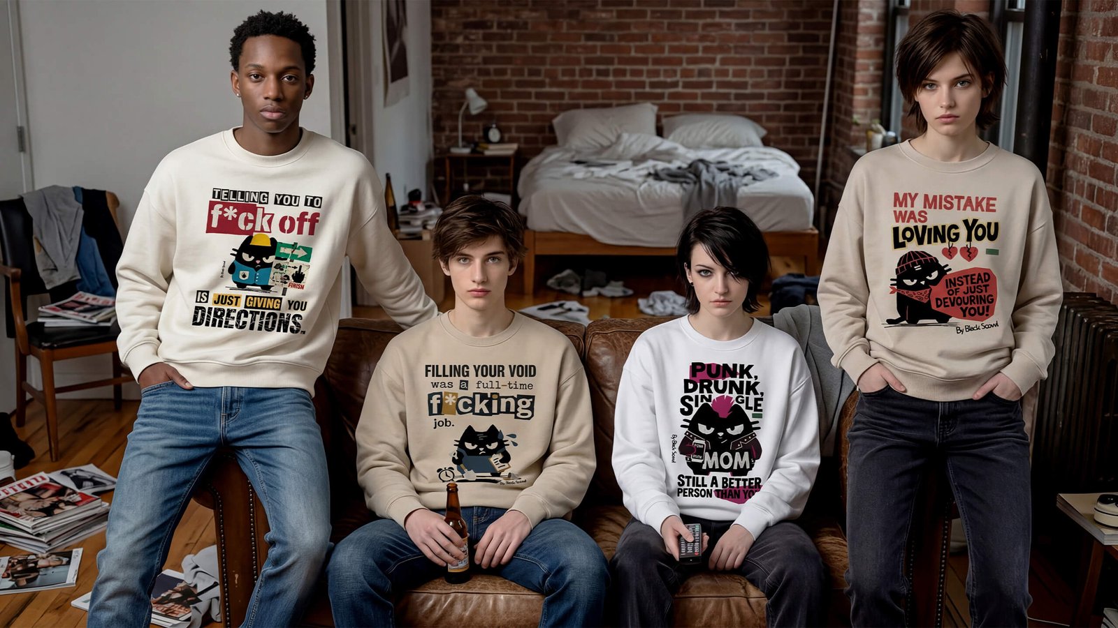 blackscowl t-shirt model in funny design