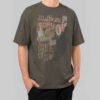 Front view of a male model wearing a Black Scowl charcoal heavyweight t-shirt featuring a distressed "Telling You To F*ck Off Is Just Giving You Dire Directions" graphic.