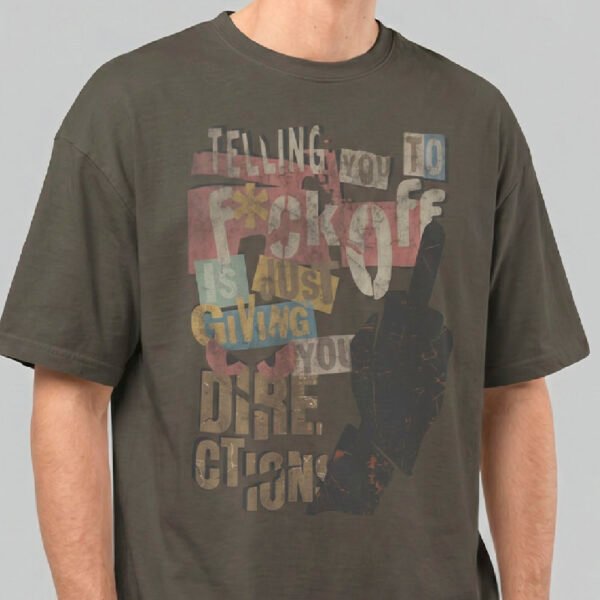 Dire Directions – Charcoal Heavyweight Oversized T-Shirt