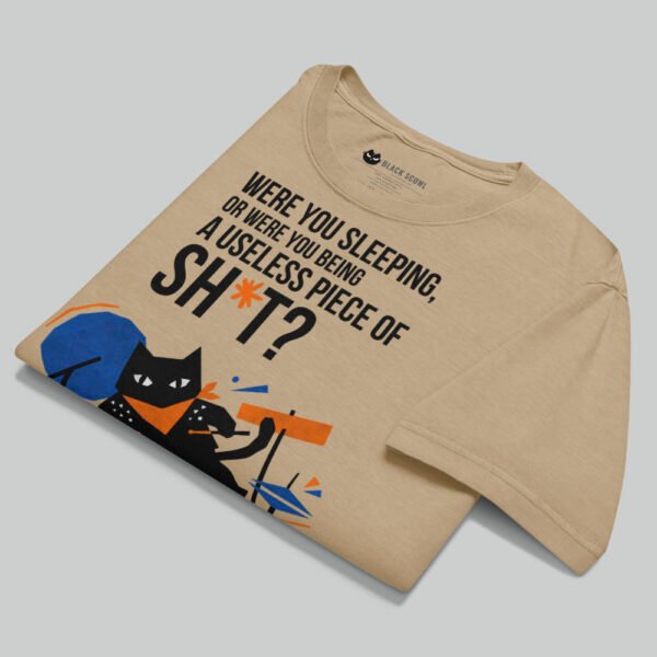 Useless Sh*t Drummer Cat – Sand Heavyweight Oversized T-Shirt
