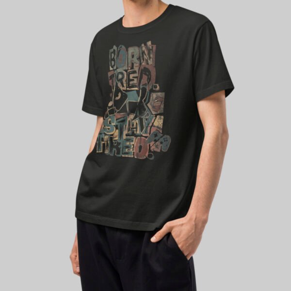 Side view of a model wearing a Black Scowl washed black oversized unisex shirt, highlighting the premium streetwear fit and faded vintage aesthetic.