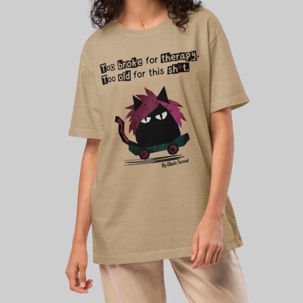 Too Broke for Therapy – Sand Heavyweight Oversized T-Shirt