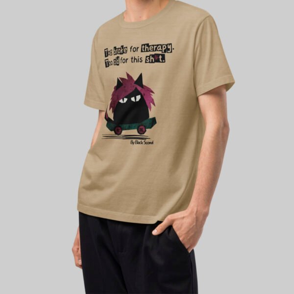 Too Broke for Therapy – Sand Heavyweight Oversized T-Shirt