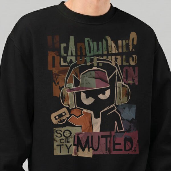 Society Muted – Black Heavyweight Crewneck Oversized Sweatshirt