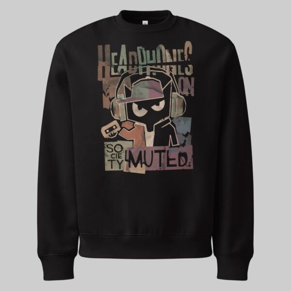 Society Muted – Black Heavyweight Crewneck Oversized Sweatshirt