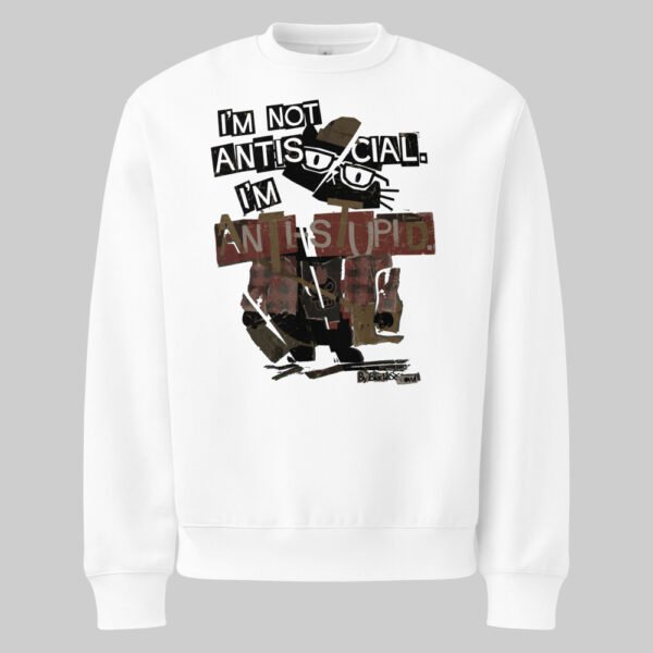 black-scowl-white-sweatshirt-minimal-urban-flat-lay Black Scowl "Anti-Stupid" Heavyweight Oversize Crewneck