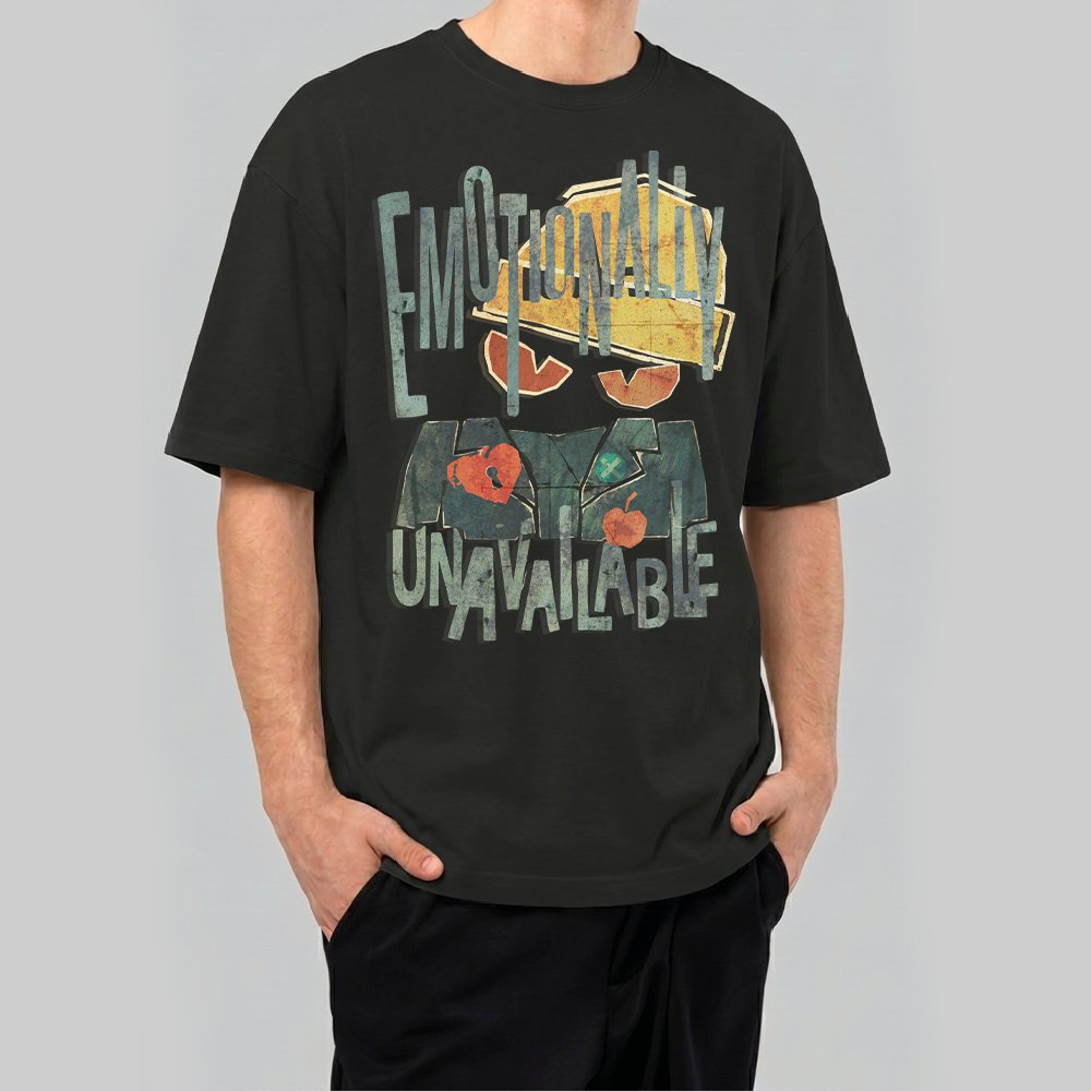 Woman modeling a white oversized streetwear crewneck featuring the dark humor introvert quote and cat design by Black Scowl.