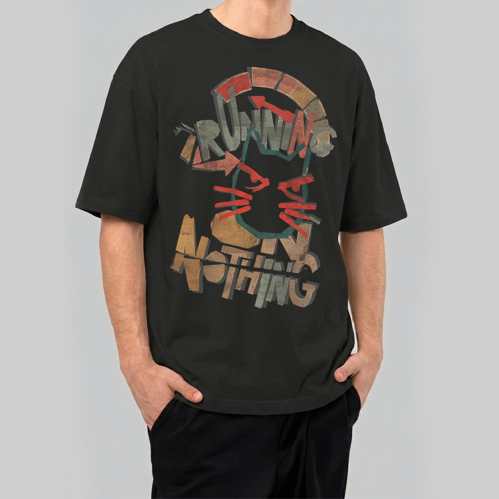 Close-up of the premium heavyweight Black Scowl sweatshirt displaying the offensive dark humor text please f*ck off and an anti-social cat in pajamas.