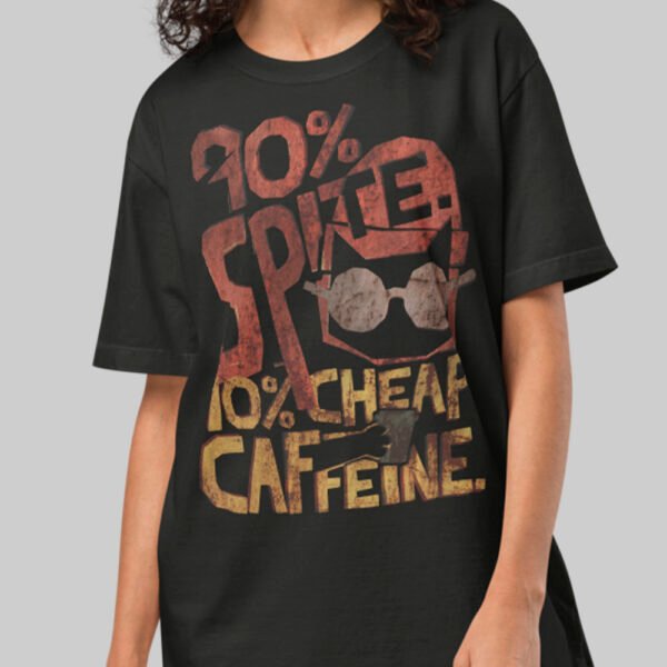 90% Spite & Cheap Caffeine – Black Heavyweight Oversized T-Shirt